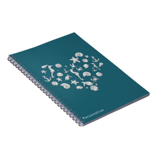 Carnet Plage Glam Diamond Heart Elegant Tropical Custom (Côté Droit)