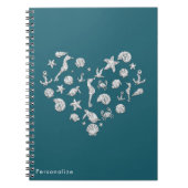 Carnet Plage Glam Diamond Heart Elegant Tropical Custom (Devant)
