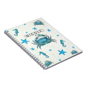 Carnet Plage moderne Crabe Bleu Starfish Horloge (Côté Droit)