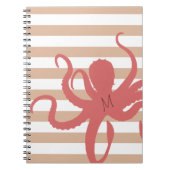 Carnet Plage moderne de pieuvre rouge sable blanc rayé (Devant)