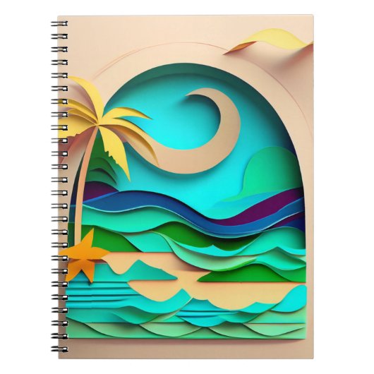 Carnet Plage tropicale de Papercraft 3D (Devant)
