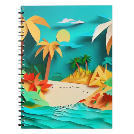 Carnet Plage tropicale de Papercraft 3D (Devant)