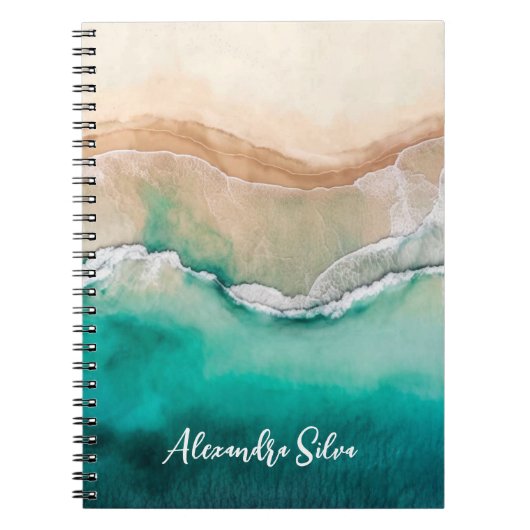 Carnet Plage tropicale Océan Aquarelle Nom Maison de plag (Devant)