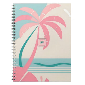 Carnet Plage tropicale paso pastel rose et turquoise