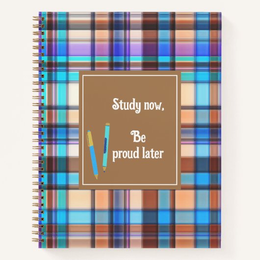 Carnet plaid Brown et bleu personnalisé (Devant)