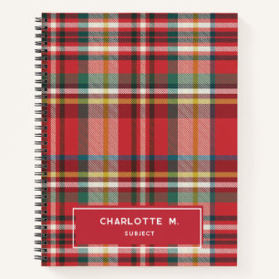 Carnet Plaid Coloré Classique Nom Personnalisé Enfants