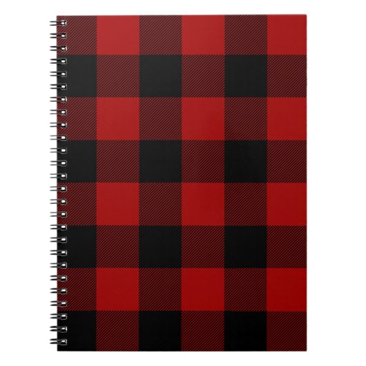 Carnet Plaid de buffle noir et rouge (Devant)