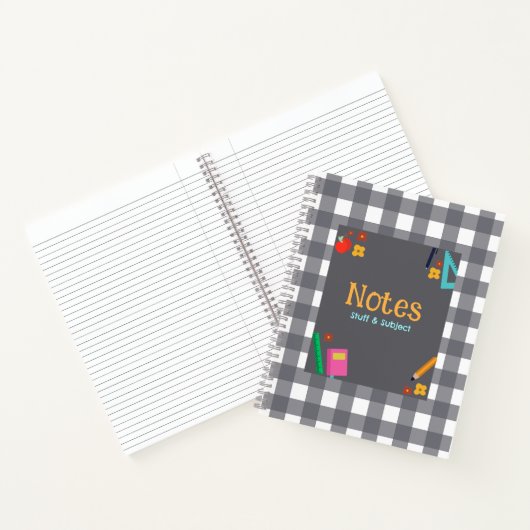Carnet Plaid gris personnalisable (Intérieur)