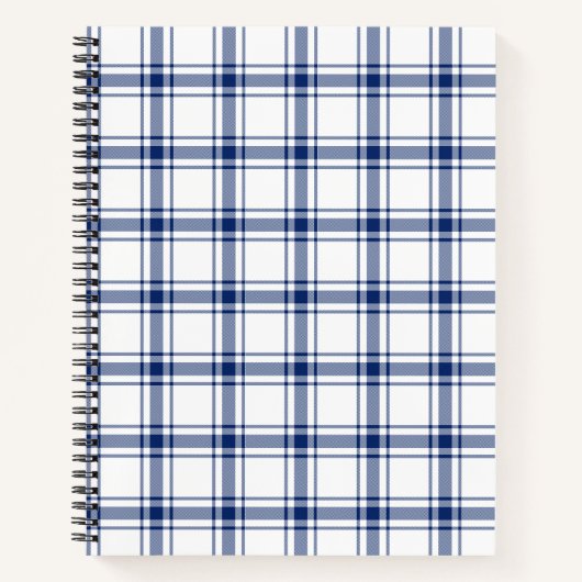Carnet Plaid Nautical Bleu et Blanc (Devant)