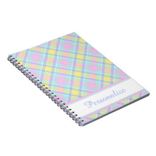 Carnet Plaid pastel personnalisé