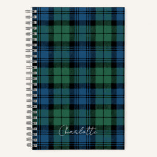 Carnet Plaid rustique Campbell vert bleu Tartan