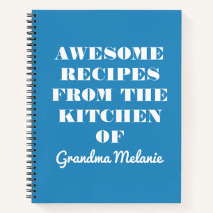 Carnet Plaisir Retro Typographie Bleu Grand-mère Recette