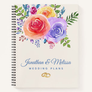 Carnet Plan de Mariage Floral Rose coloré