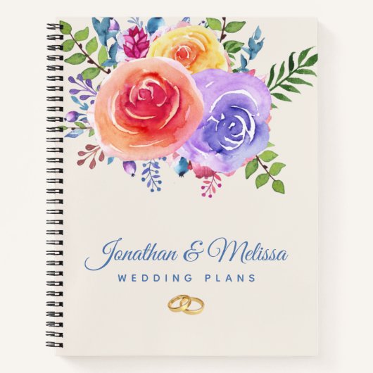 Carnet Plan de Mariage Floral Rose coloré (Devant)