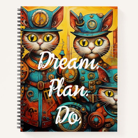Carnet Plan de rêve. Faire. Fun Steampunk Cats (Devant)