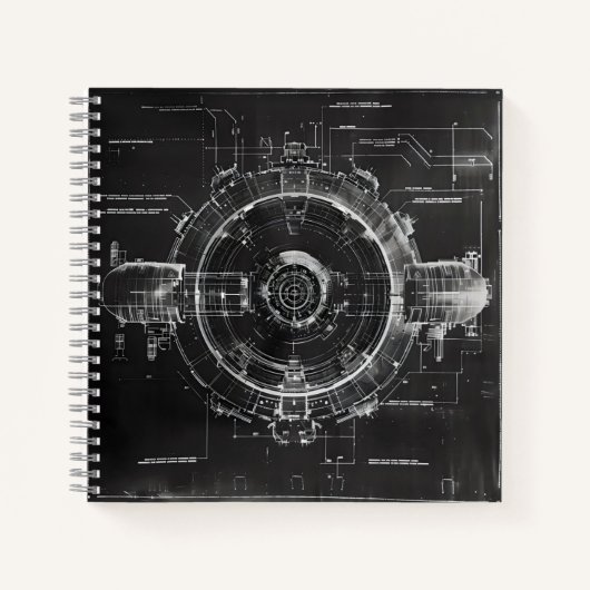 Carnet Plan de station spatiale sci-fi bleu foncé (Devant)