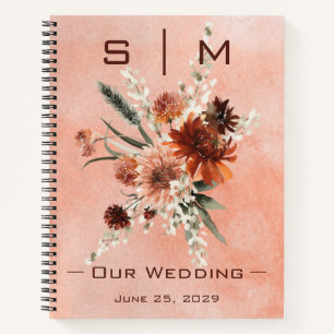 Carnet Plan Mariage de fleurs Boho en terre cuite 
