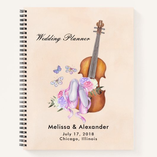 Carnet Plan Mariage pour violon, chaussures de ballet et  (Devant)