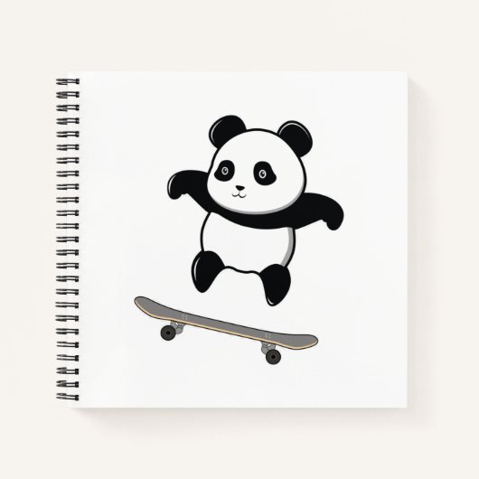 Carnet Planche à roulettes bébé panda (Devant)