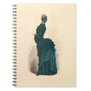 Carnet Planche de mode antique victorienne : Robe à tourn