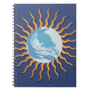Carnet Planète de rayons de soleil de style rétro Abstrai