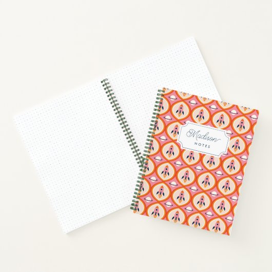 Carnet Planète Rétro Fusée Orange et Rose Monogramme (Intérieur)