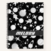 Carnet planètes spatiales colorées galaxie étoiles motif (Devant)