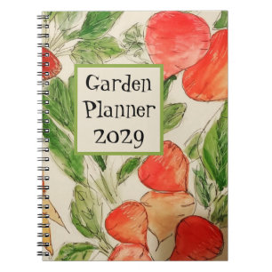 Carnet Planificateur de jardin avec aquarelle de légumes
