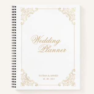 Carnet Planificateur de mariage à cadre baroque doré vint