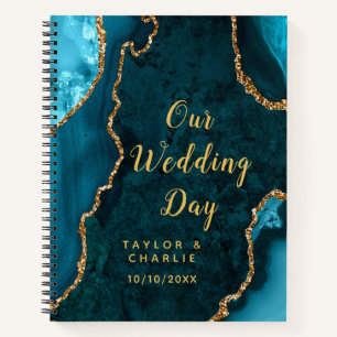 Carnet Planificateur de mariage Agate sarcelle et or