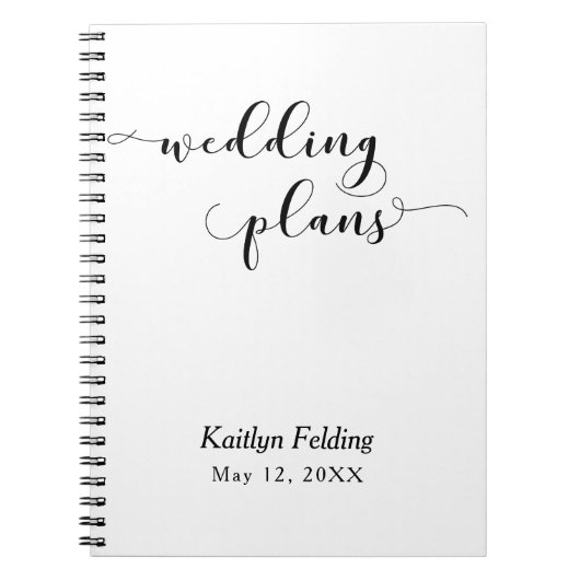Carnet Planificateur de mariage en typographie script noi (Devant)