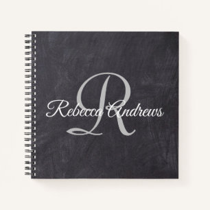 Carnet Planificateur de monogramme de tableau noir rustiq