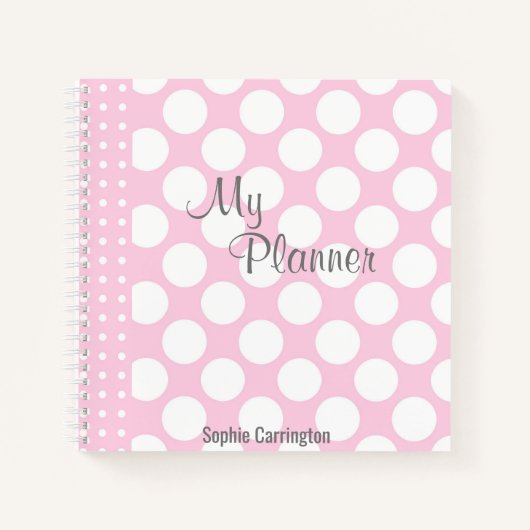 Carnet Planificateur de noms Polkadot rose (Devant)