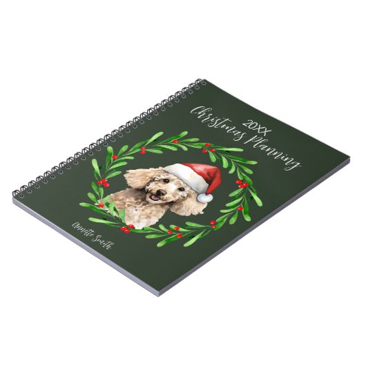 Carnet Planification de Noël Poodé de chien Standard Mini (Côté gauche)