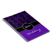Carnet Planneur Mariage damassé blanc violet monogramme (Côté Droit)