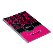 Carnet Planneur Mariage damassé rose noir rose (Côté Droit)