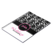 Carnet Planneur Mariage damassé rose noir rose (Côté gauche)
