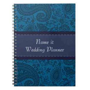 Carnet Plannière de Blue paisley Indian Mariage damassé