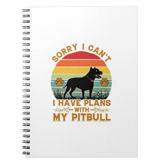 Carnet Plans de boîte Chien Pitbull Rétro Coucher de sole (Devant)
