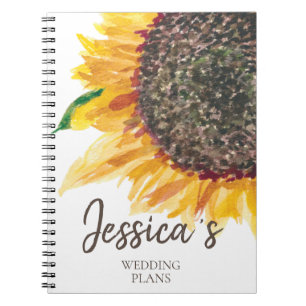 Carnet Plans de mariage Jaune Brun Tournesol Blanc