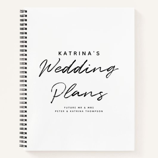 Carnet Plans de mariage simples blanc moderne (Devant)