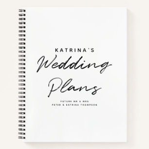 Carnet Plans de mariage simples blanc moderne noir