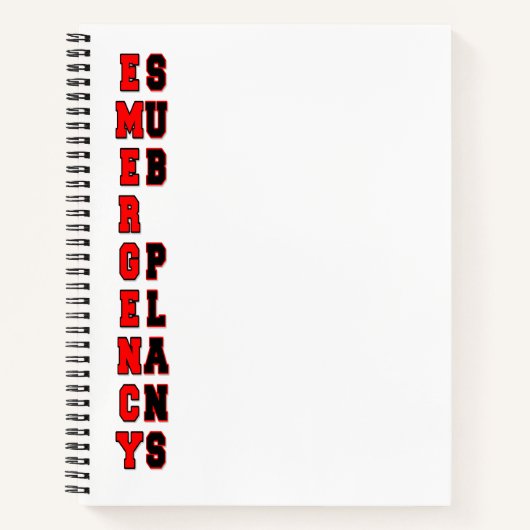Carnet Plans de sous-urgence (Devant)