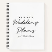 Carnet Plans Mariages simples en noir blanc moderne (Devant)