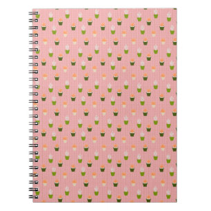 Carnet Plante Cactus et Pot sur Arrière - plan rose