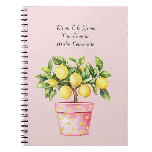 Carnet Plante de citron jaune de pot rose (Devant)