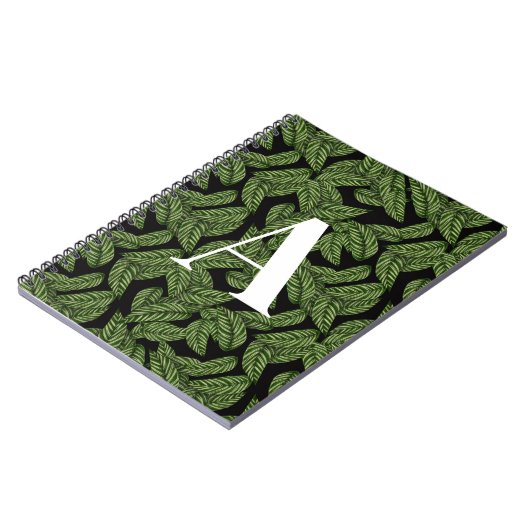 Carnet Plante de feuille tropicale moderne Imprimer Monog (Côté gauche)