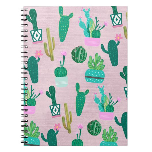 Carnet Plantes de cactus cactées sud-ouest rustique rose (Devant)