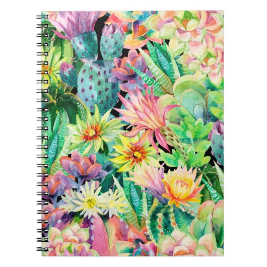 Carnet Plantes succulents et motif de jardin de cactus (Devant)