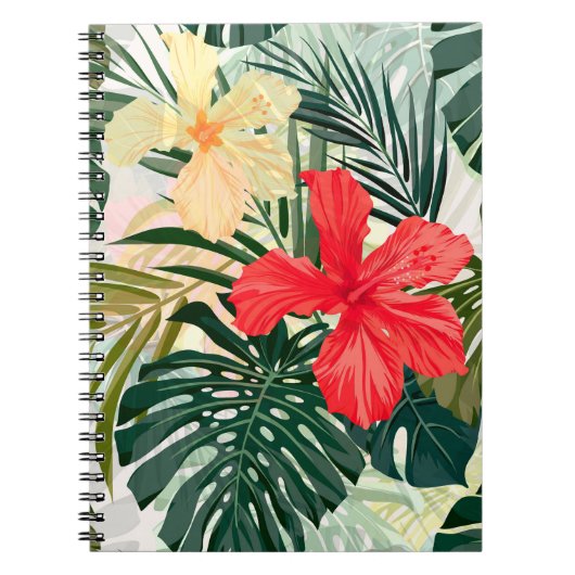 Carnet Plantes tropicaux hawaïens, fleurs colorées. (Devant)